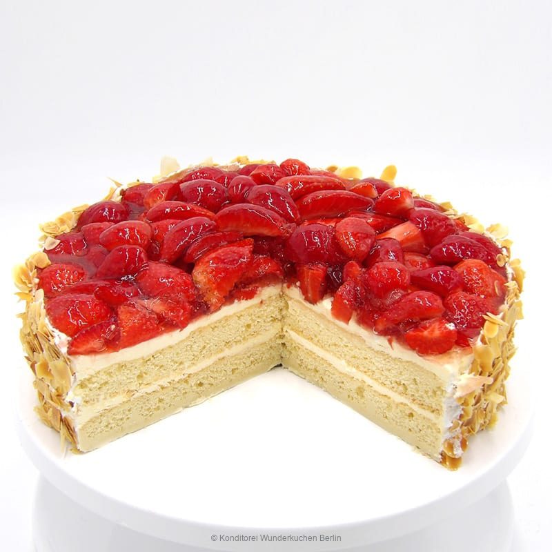 Obstkuchen frische Erdbeeren glutenfrei und vegan - Konditorei Wunderkuchen e.K.