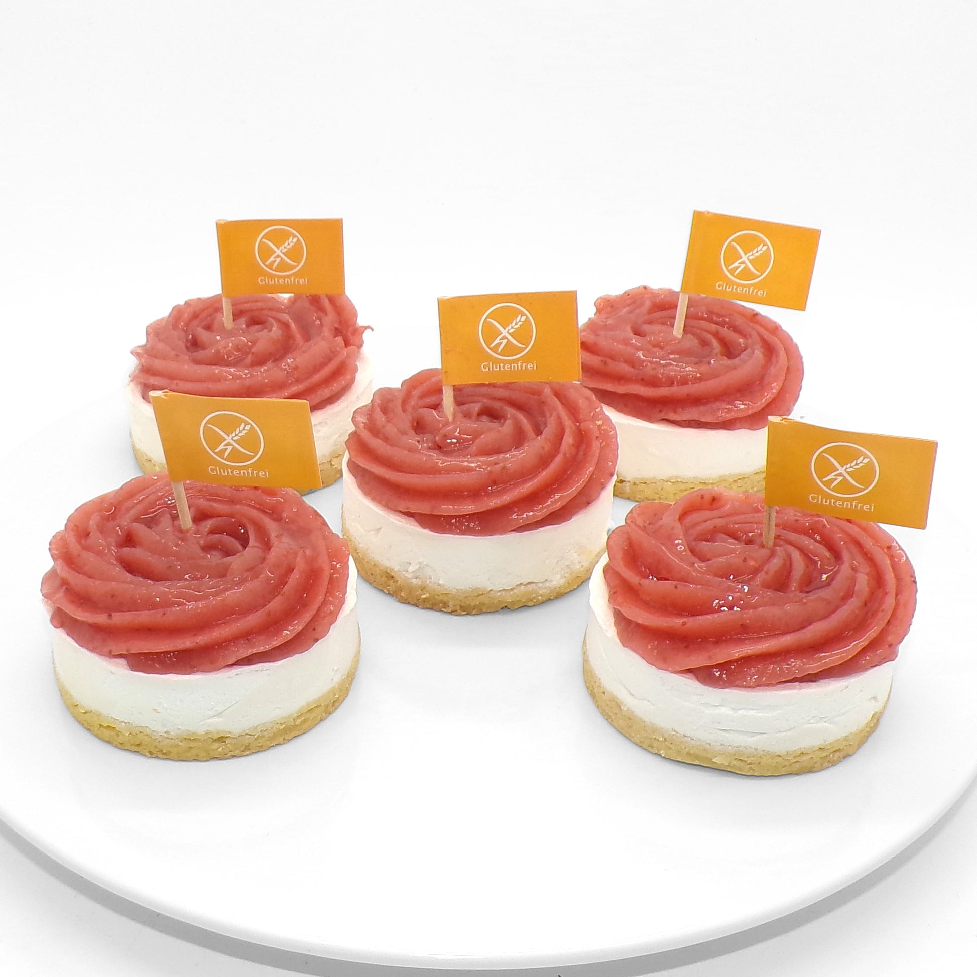 Törtchen NY Style vegan glutenfrei Ø 8 cm 5er Set Erdbeere 5 Stk - Konditorei Wunderkuchen e.K.