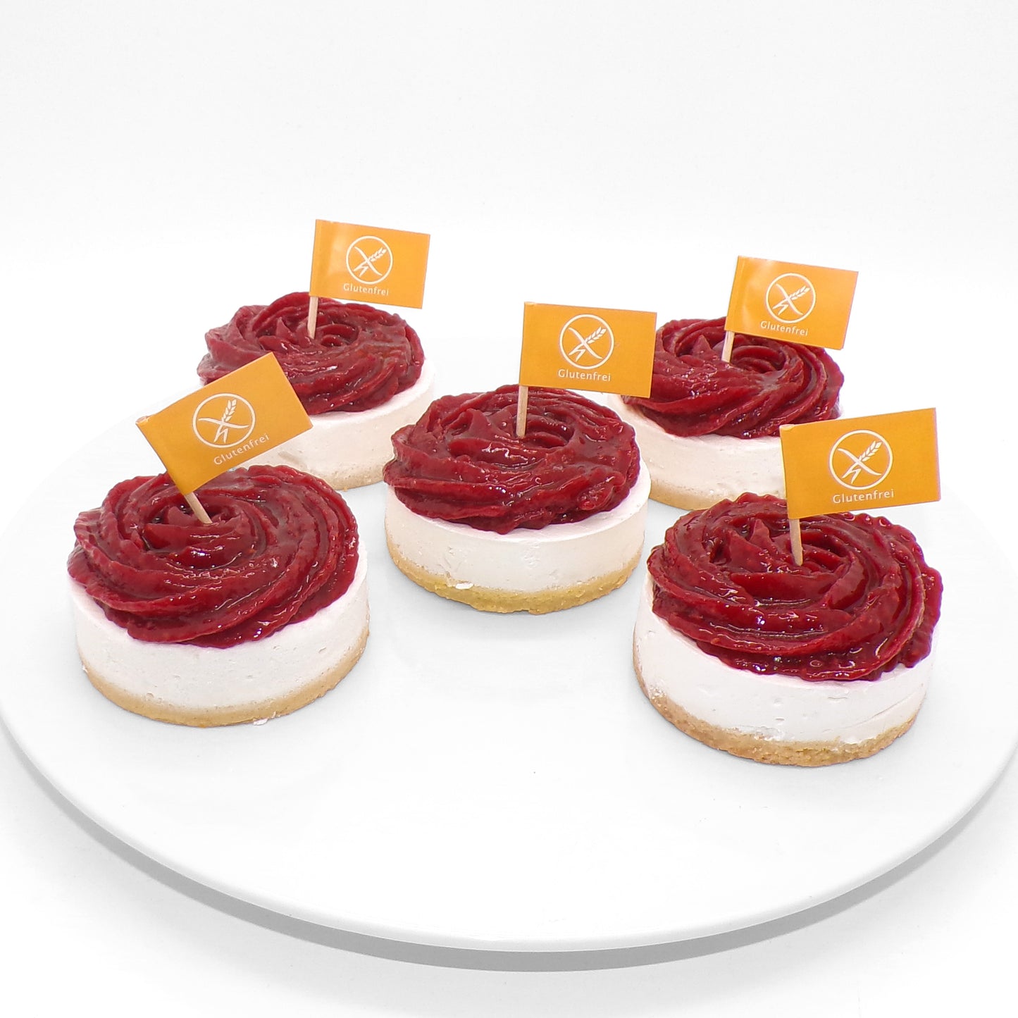 Törtchen NY Style vegan glutenfrei Ø 8 cm 5er Set Himbeere 5 Stk - Konditorei Wunderkuchen e.K.